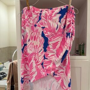 Lilly Pulitzer Pink and Blue Tropical Swim Sarong